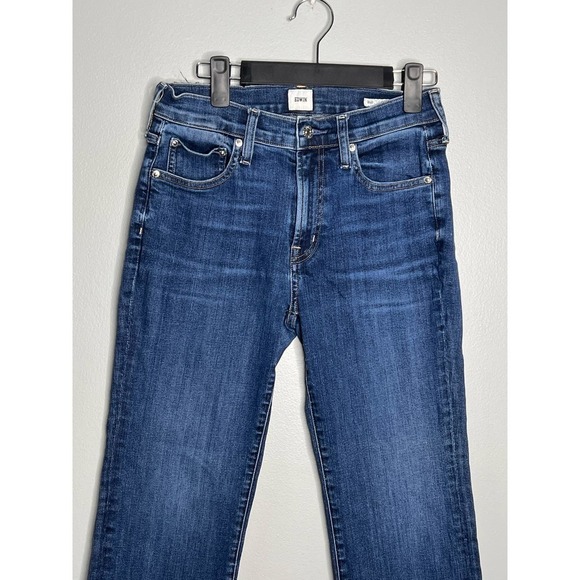 Edwin Bree Slim Fit Cut Raw Hem Straight Leg Crop Jeans in Deja Blue Women's 26 - Picture 4 of 10